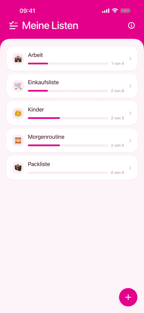 Die Übersicht über alle Listen